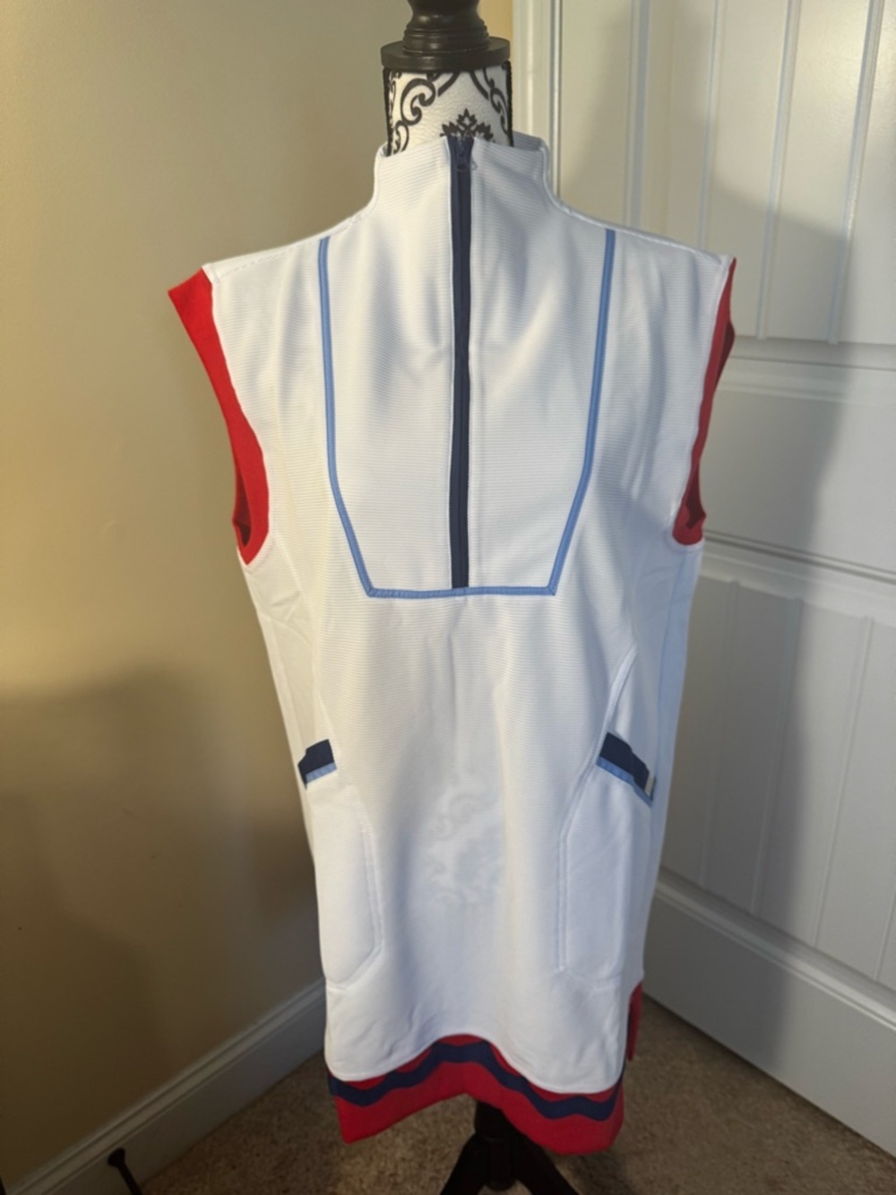 Simply Southern Sleeveless White, Red & Blues Zip-Up Golf, Tennis Dress NWT - Picture 3 of 9